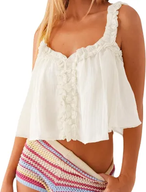 Mesh Tank Top Y2k Women Low Square Neck Sleeveless Sheer Crop Camisole Sexy Lace Ruffle Ruched Going Out Cami Shirt