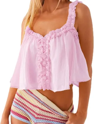 Mesh Tank Top Y2k Women Low Square Neck Sleeveless Sheer Crop Camisole Sexy Lace Ruffle Ruched Going Out Cami Shirt