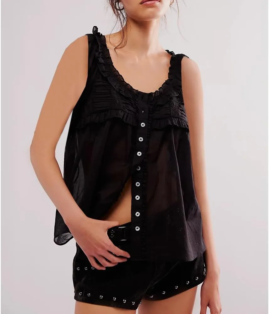 Mesh Tank Top Y2k Women Low Square Neck Sleeveless Sheer Crop Camisole Sexy Lace Ruffle Ruched Going Out Cami Shirt