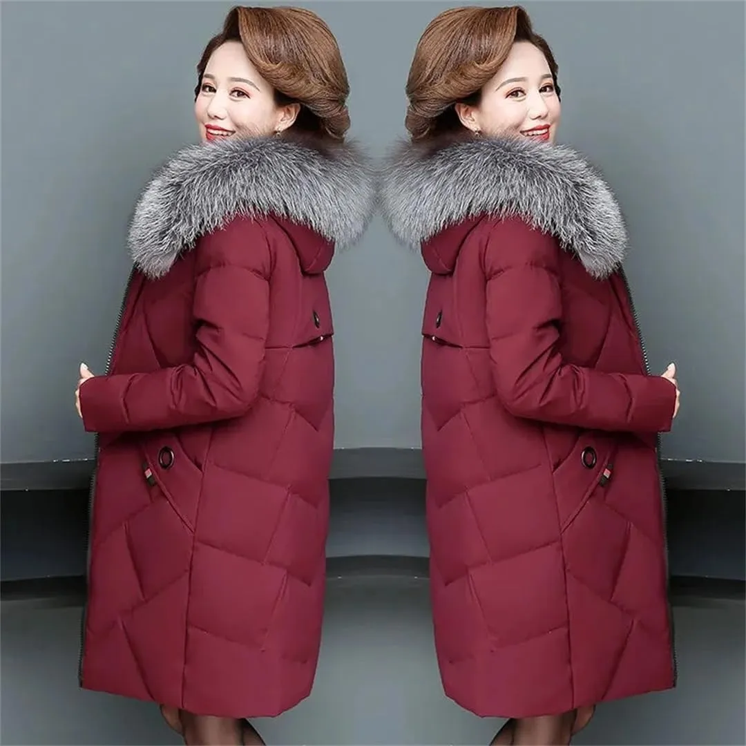 Middle-Aged Women's Winter Cotton-Padded Coat, Warm And Thickened Down-Padded Coat, Mother's Winter Large Size Coat
