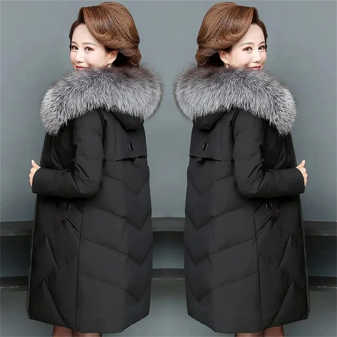 Middle-Aged Women's Winter Cotton-Padded Coat, Warm And Thickened Down-Padded Coat, Mother's Winter Large Size Coat