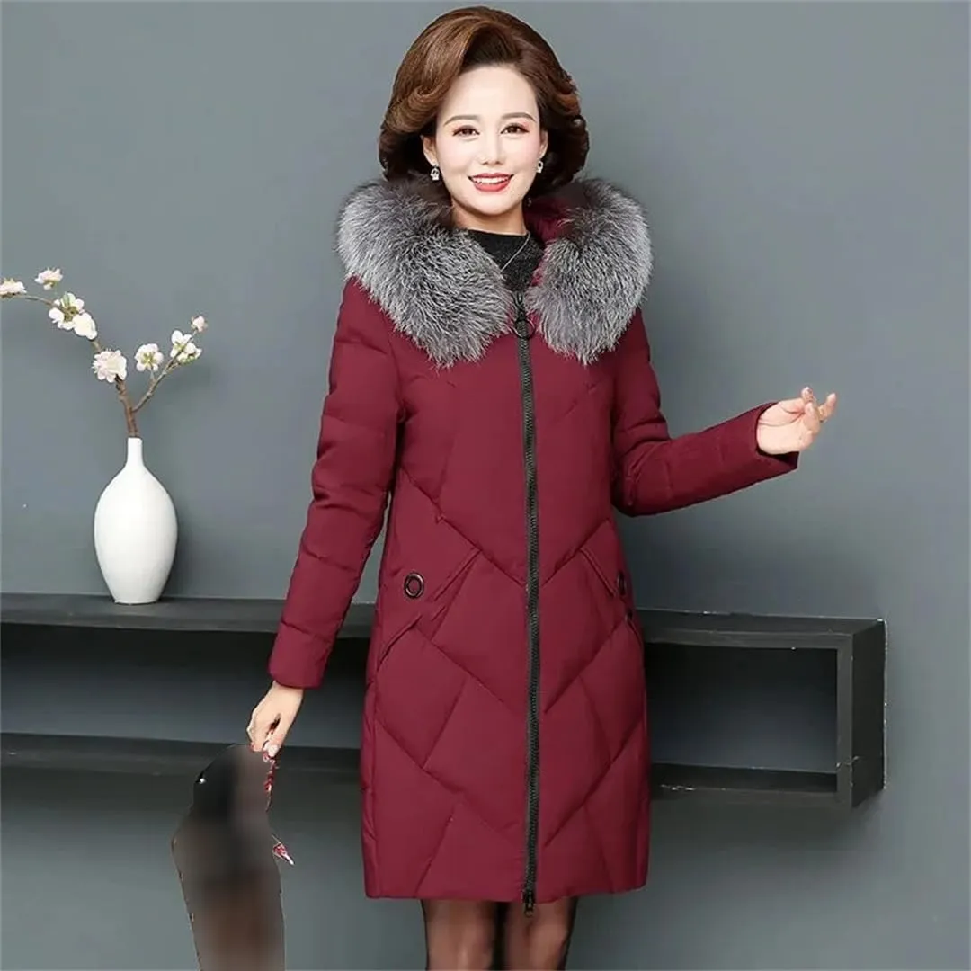 Middle-Aged Women's Winter Cotton-Padded Coat, Warm And Thickened Down-Padded Coat, Mother's Winter Large Size Coat