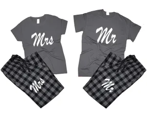 Mr. &  Mrs. Matching Pajamas Set – Cotton T-Shirts & Flannel Pants | Sold Separately for Men & Women