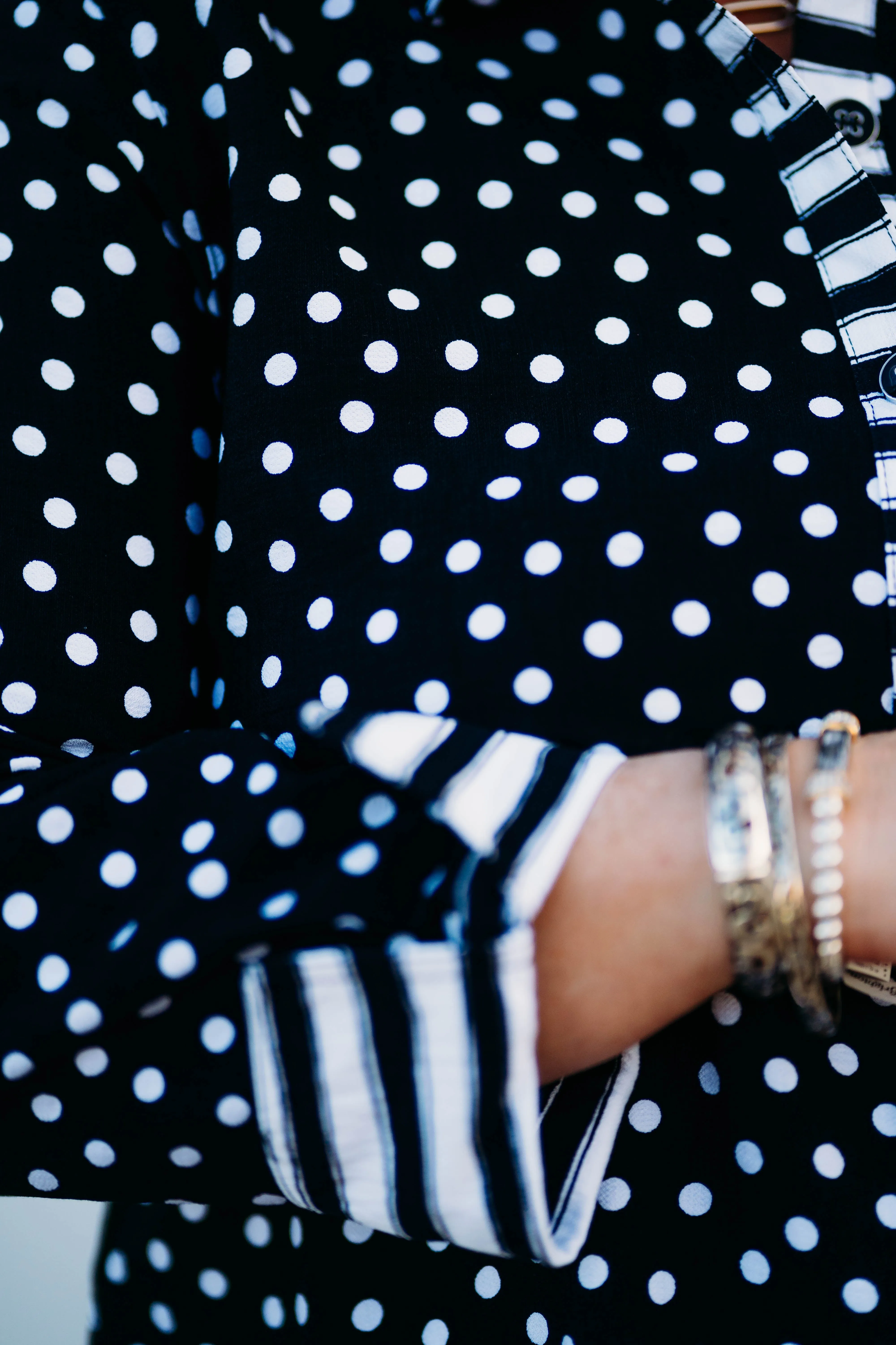 Multiples: Turn-Up Cuff 3/4 Sleeve Shirt in Black M15609BM