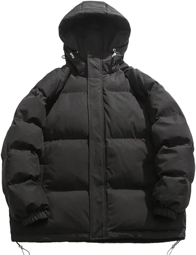 Niiyyjj Winter Puffer Jacket Men Hooded Casual Loose Warm Parkas Mens Solid Thick Cotton Padded Coat