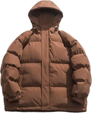 Niiyyjj Winter Puffer Jacket Men Hooded Casual Loose Warm Parkas Mens Solid Thick Cotton Padded Coat