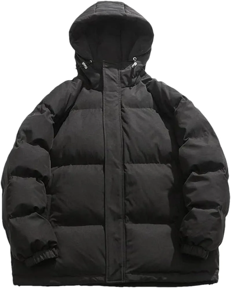 Niiyyjj Winter Puffer Jacket Men Hooded Casual Loose Warm Parkas Mens Solid Thick Cotton Padded Coat