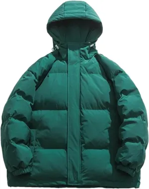 Niiyyjj Winter Puffer Jacket Men Hooded Casual Loose Warm Parkas Mens Solid Thick Cotton Padded Coat