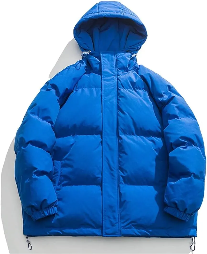 Niiyyjj Winter Puffer Jacket Men Hooded Casual Loose Warm Parkas Mens Solid Thick Cotton Padded Coat