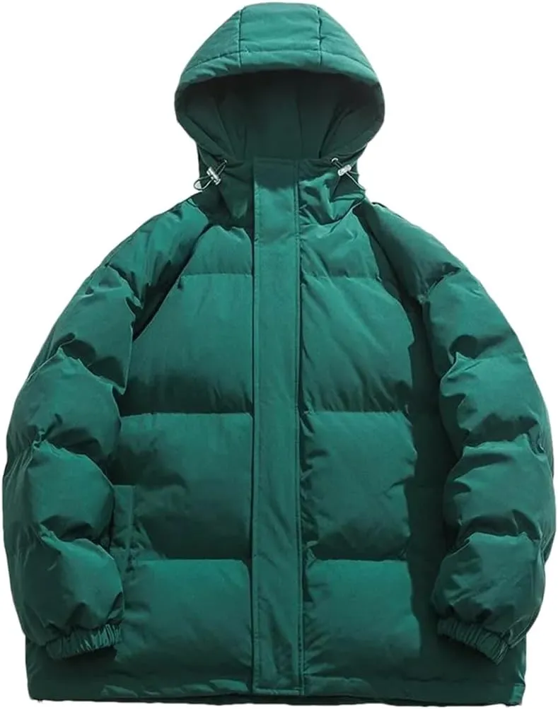 Niiyyjj Winter Puffer Jacket Men Hooded Casual Loose Warm Parkas Mens Solid Thick Cotton Padded Coat