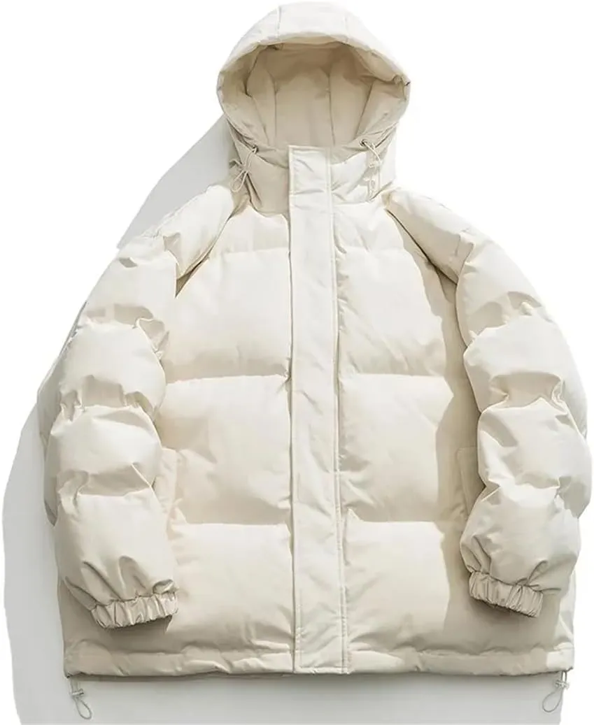 Niiyyjj Winter Puffer Jacket Men Hooded Casual Loose Warm Parkas Mens Solid Thick Cotton Padded Coat