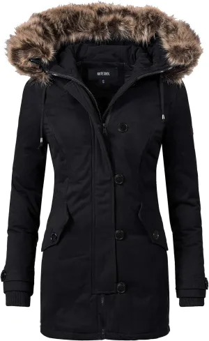 NUTEXROL Women's Heavy Thicken Puffer Down Warm Parka Padded Winter Hooded Insulated Jacket Overcoat with Faux Fur Hood