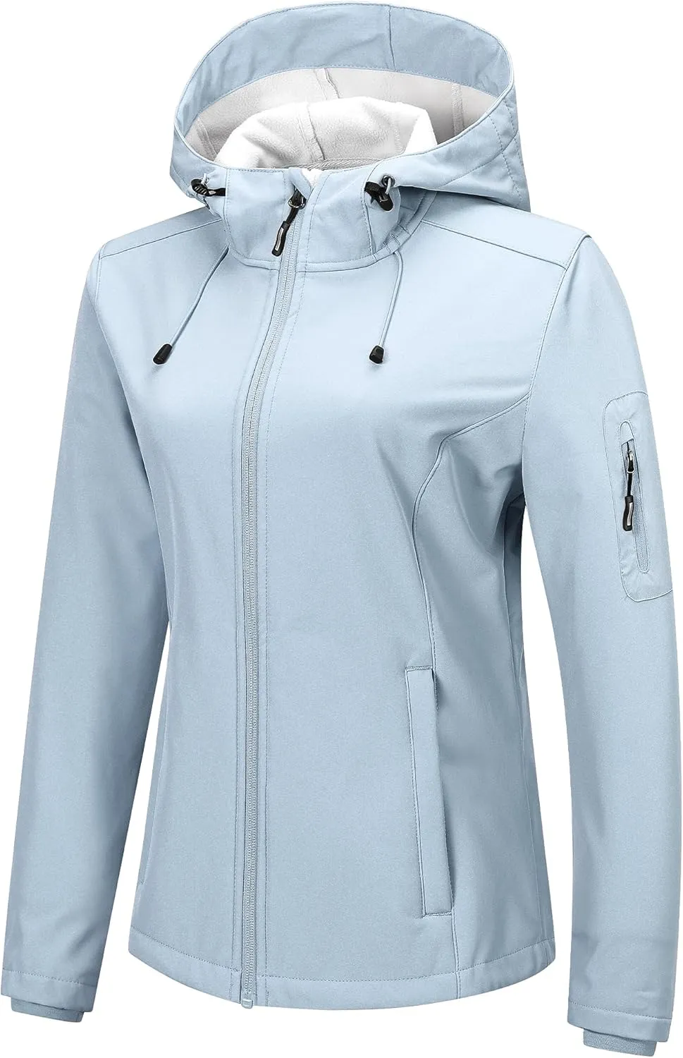 Outdoor Ventures Women's Softshell Jacket with Hood Fleece Lined Warm Lightweight Waterproof Insulated Windbreaker