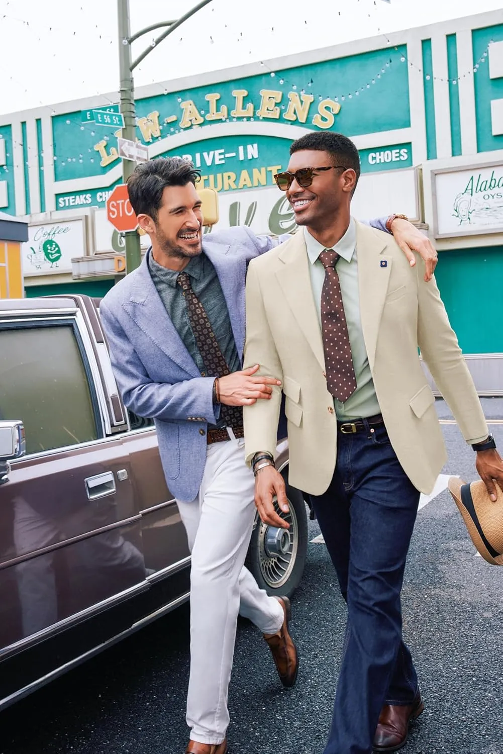 PJ PAUL JONES Men's Sport Coats and Blazers Linen Cotton Blazer Regular Fit 2 Buttons Suit Jacket with Removable Brooch