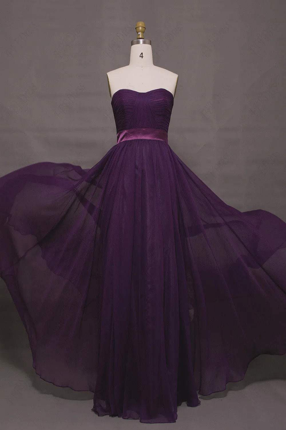 Purple elegant bridesmaid dresses long