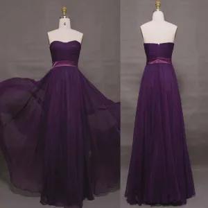 Purple elegant bridesmaid dresses long