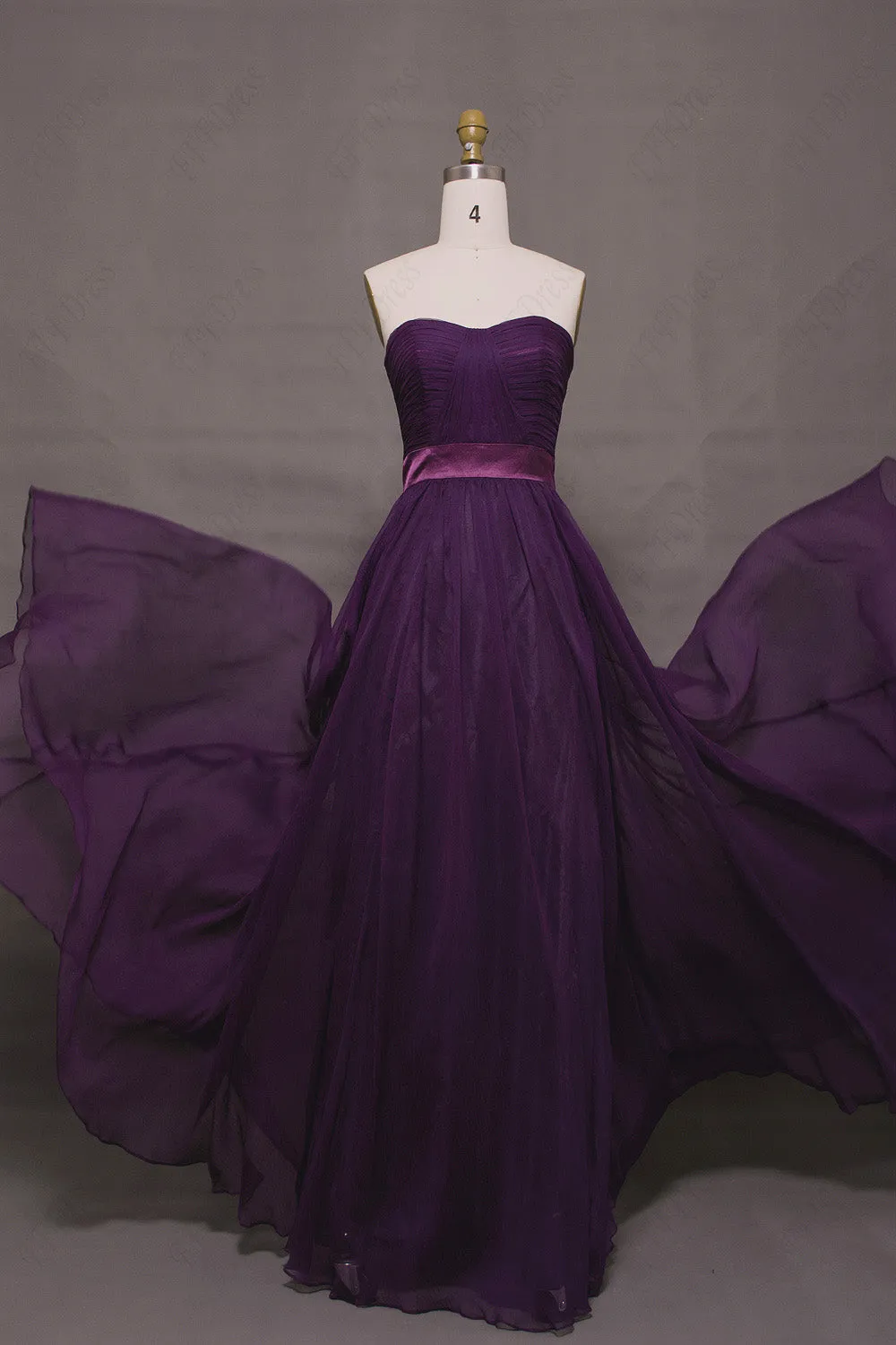 Purple elegant bridesmaid dresses long