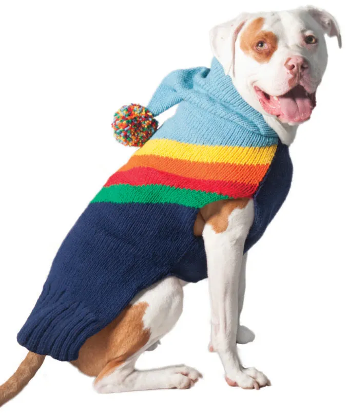 RAINBOW HOODIE WOOL DOG SWEATER