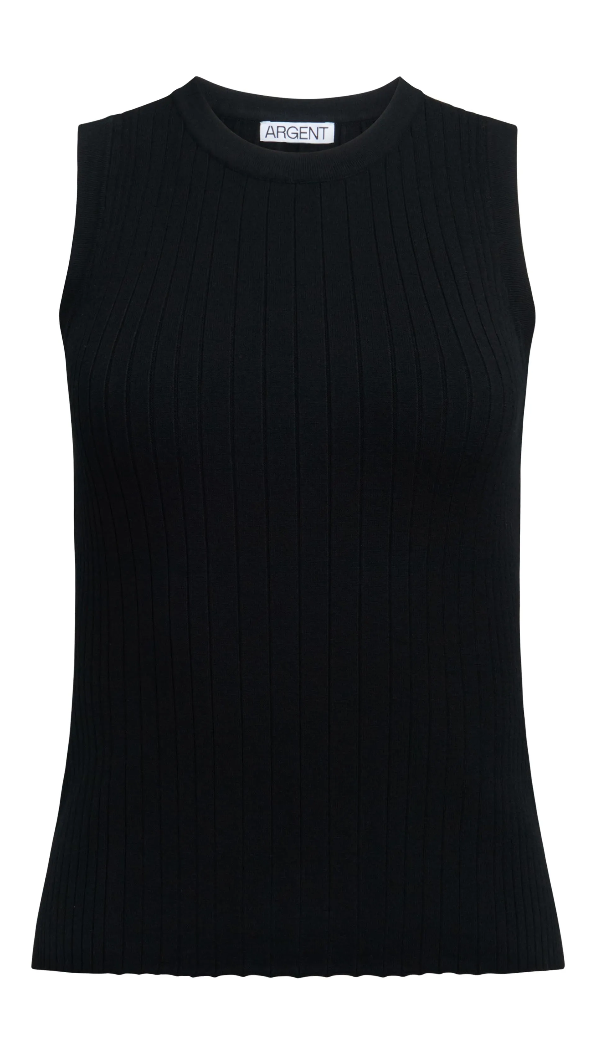 Ribbed Knit Tank in Viscose Polyester | Black