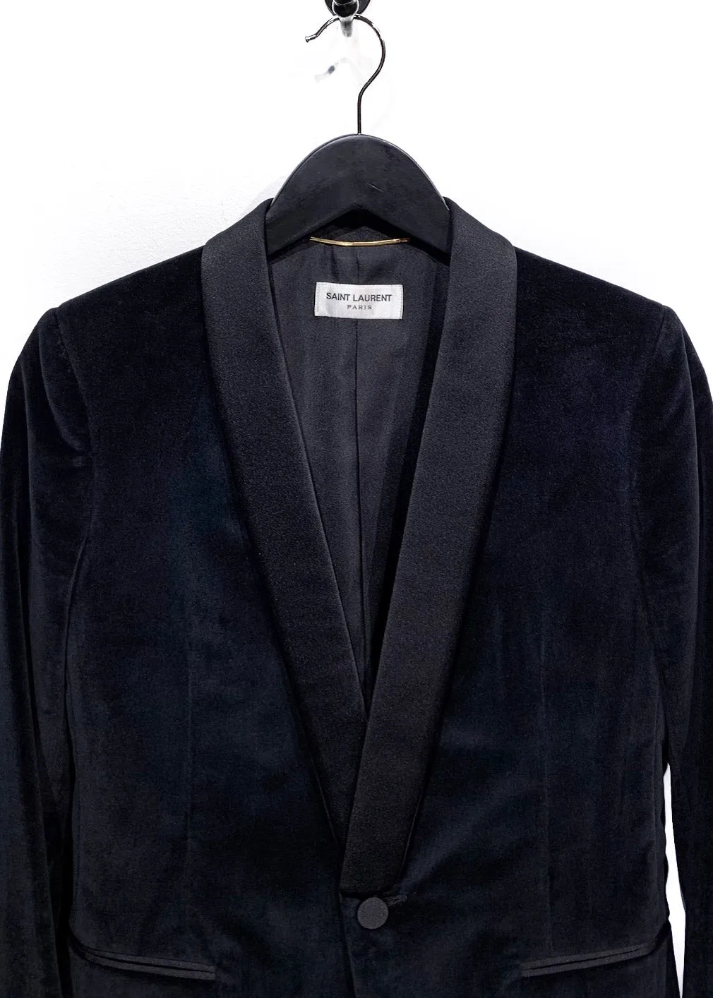 Saint Laurent Black Velvet Satin Lapel Tuxedo Blazer
