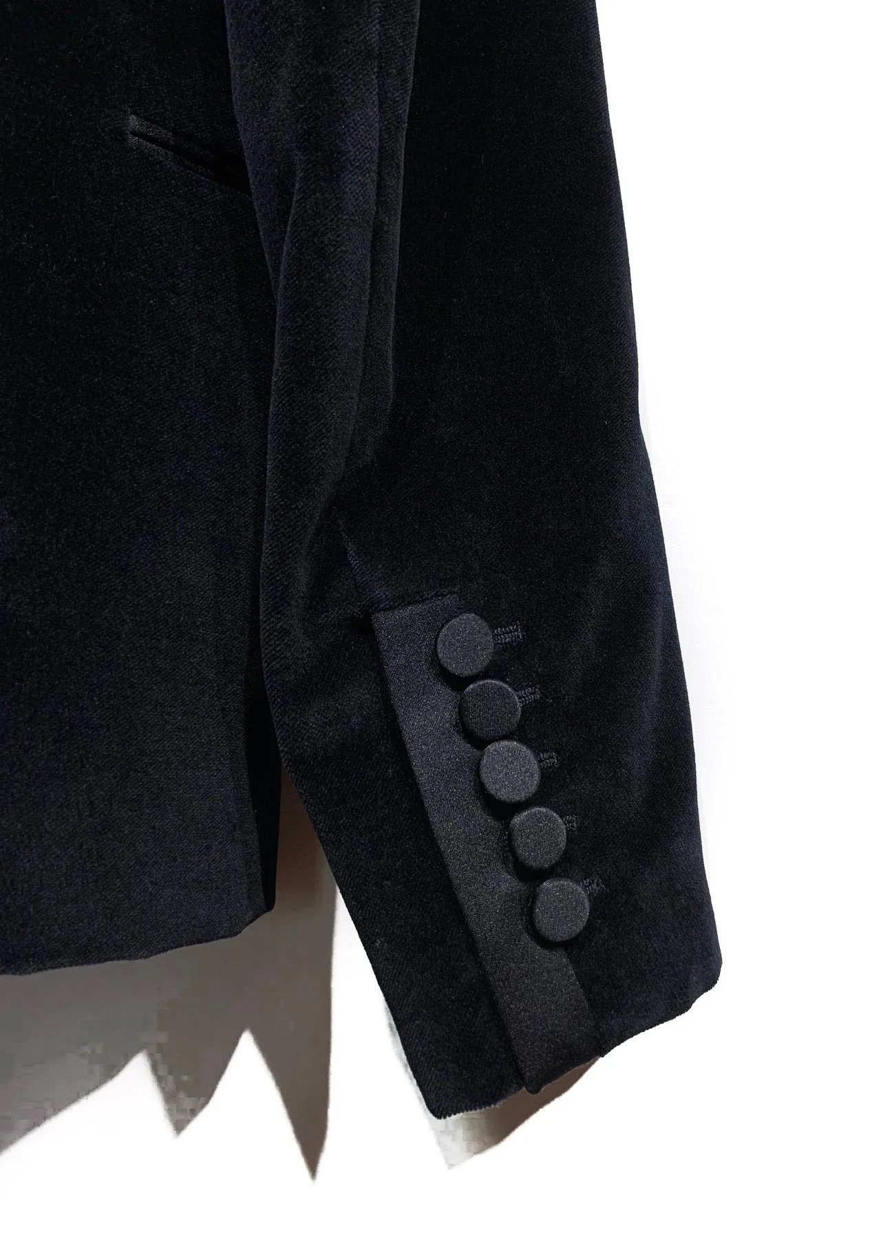 Saint Laurent Black Velvet Satin Lapel Tuxedo Blazer