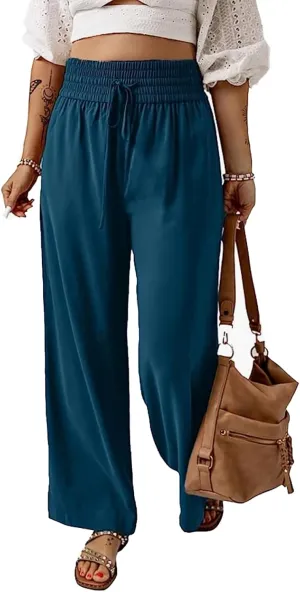 SCORP Women's Loose Elastic Waist Pants Casual High Waist Drawstring with Pockets