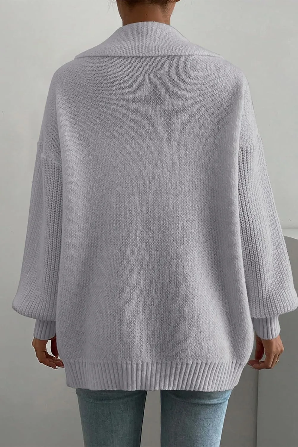 SHEWIN Women Open Front Knit Sweater Button Casual Long Sleeve V Neck Cardigan