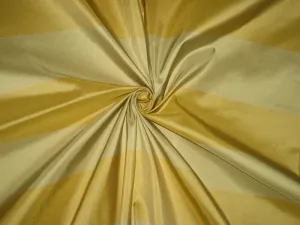 Silk Taffeta Fabric Mustard Gold &amp; Light Olive Stripes 54&quot; wide