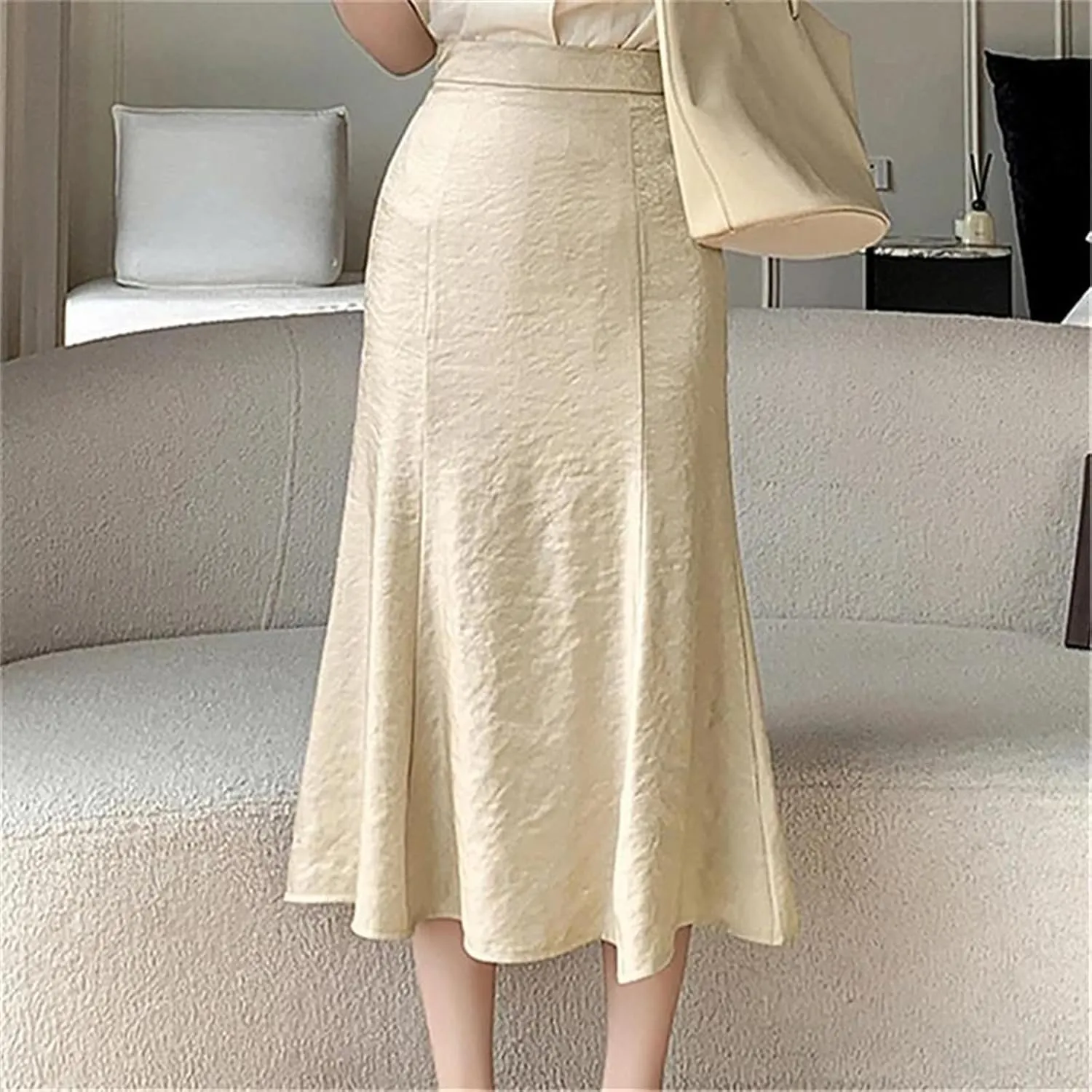 Spring Summer Korean Style Midi Mermaid Skirt Vintage High Waist Bodycon Women's Casual Skirts