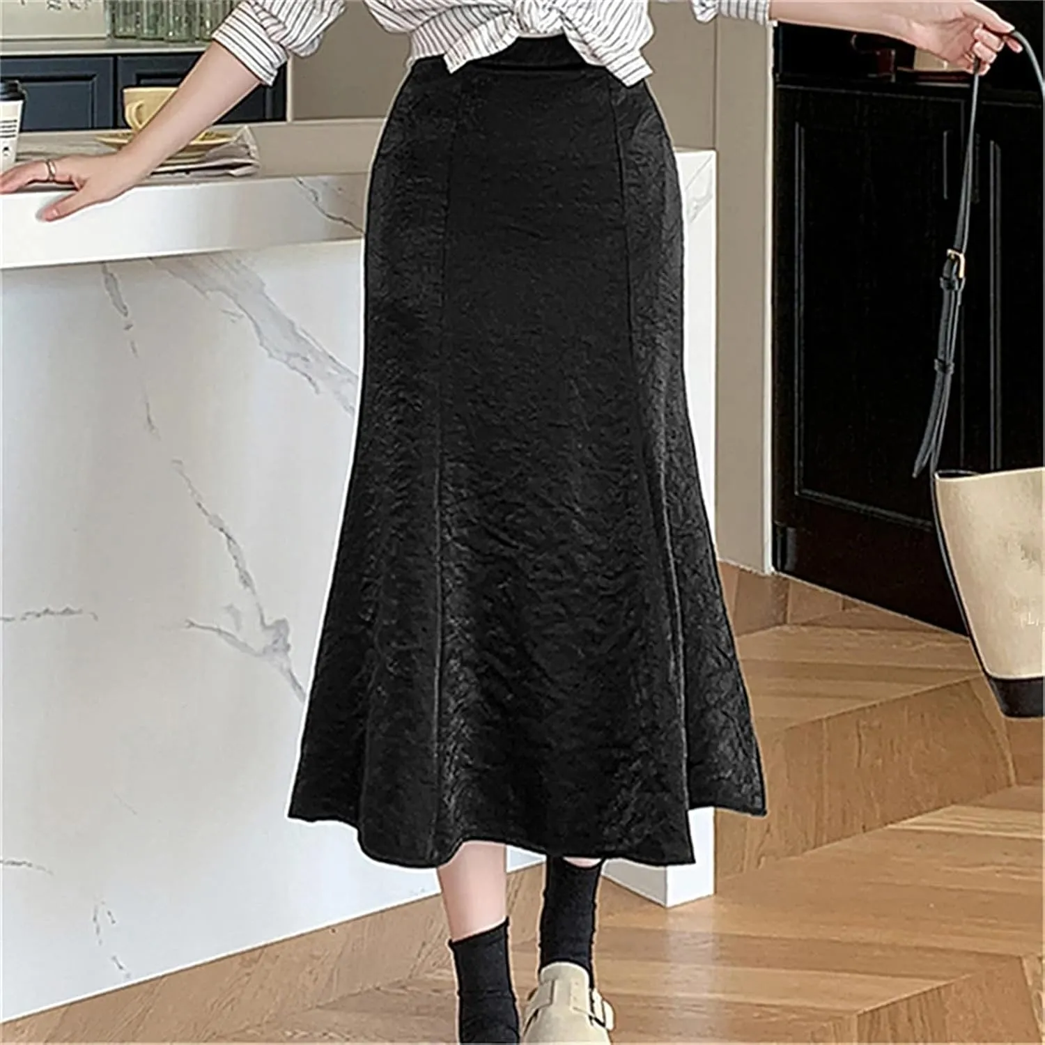 Spring Summer Korean Style Midi Mermaid Skirt Vintage High Waist Bodycon Women's Casual Skirts