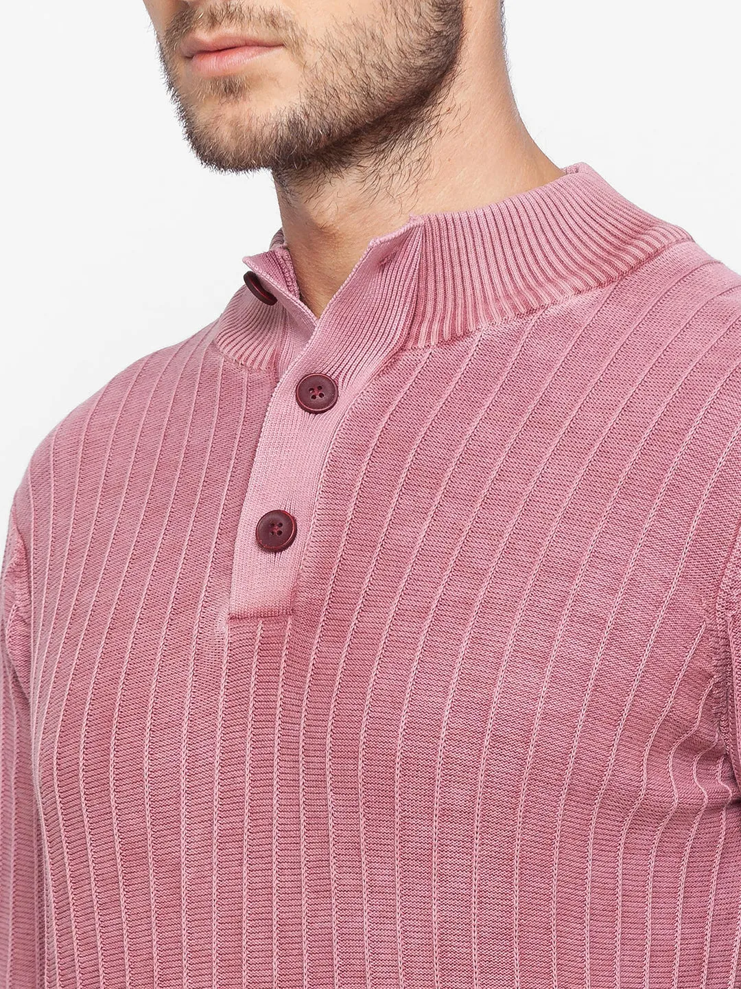 Spykar Pink Cotton Men Sweater