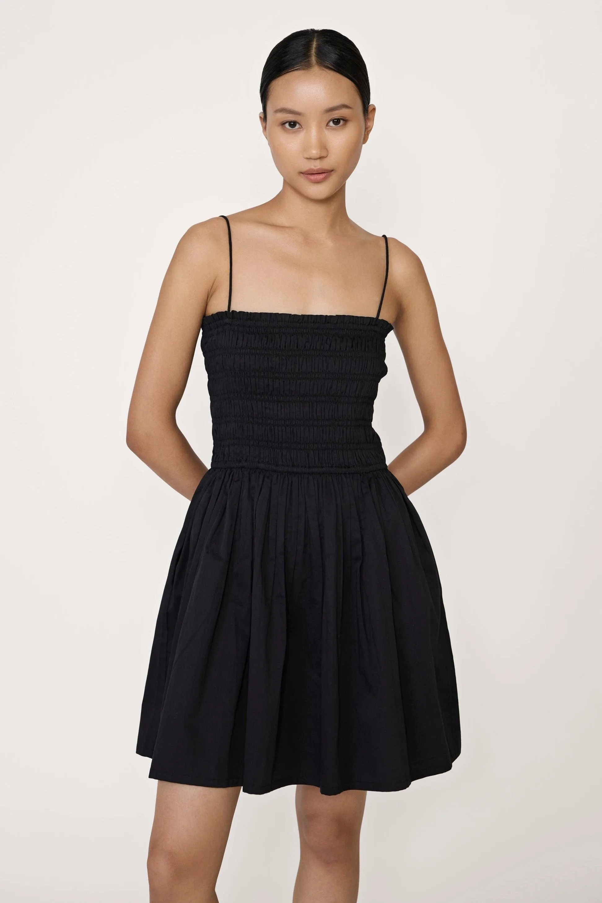 Strappy Bodice Mini Dress - Black