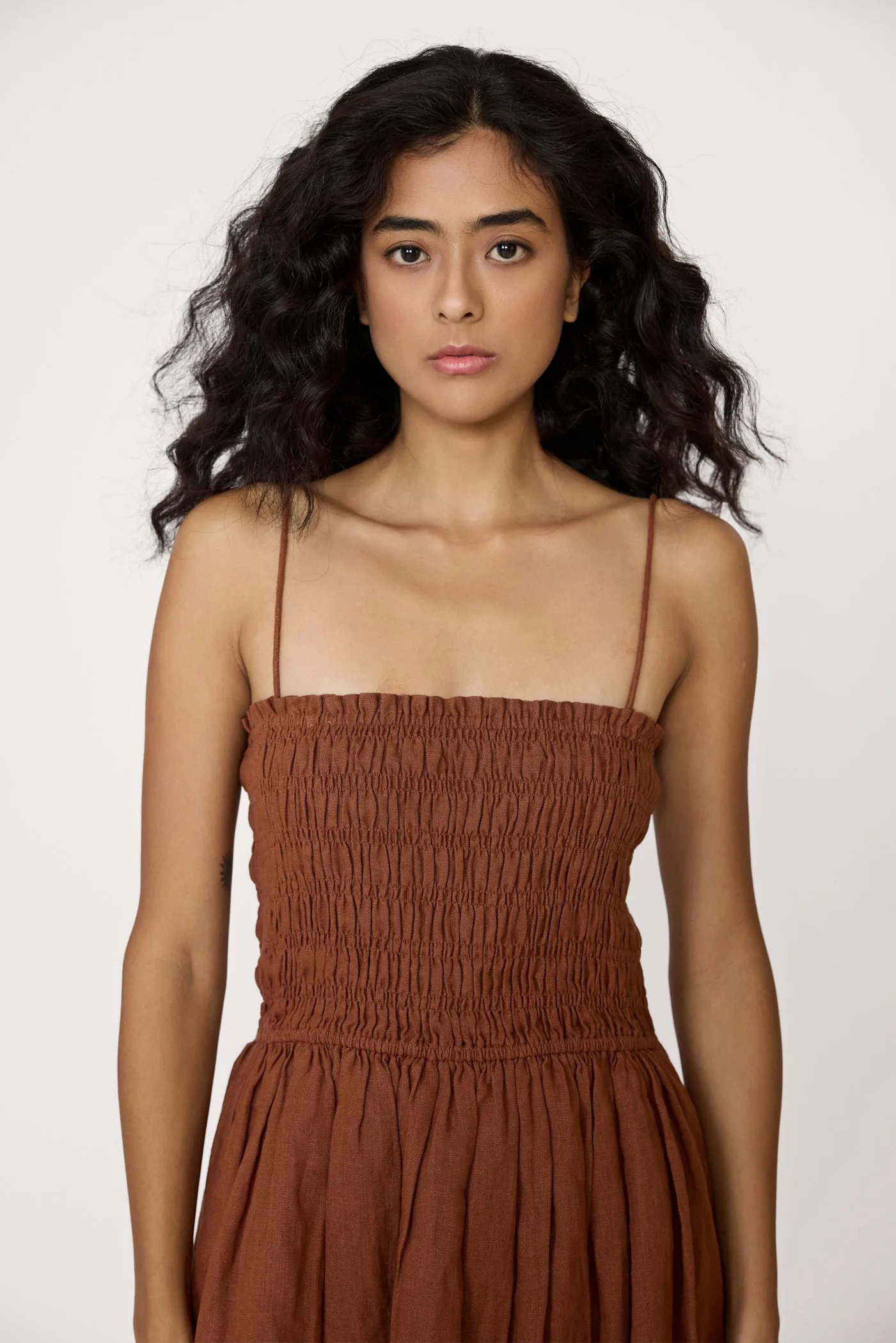 Strappy Bodice Mini Dress - Clay
