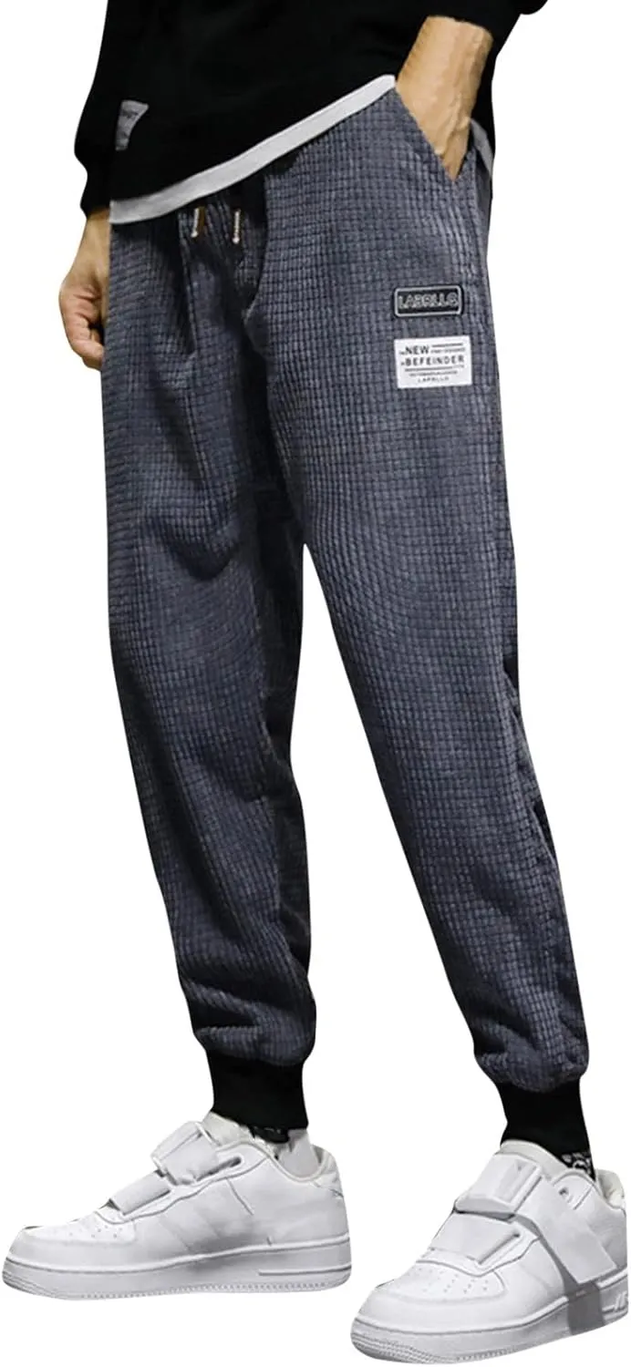 SUWBMHWE Men Joggers Pants, Mens Casual Harlan Pants Lace-up Track Cuff Solid Color Workout Pants with Pocket