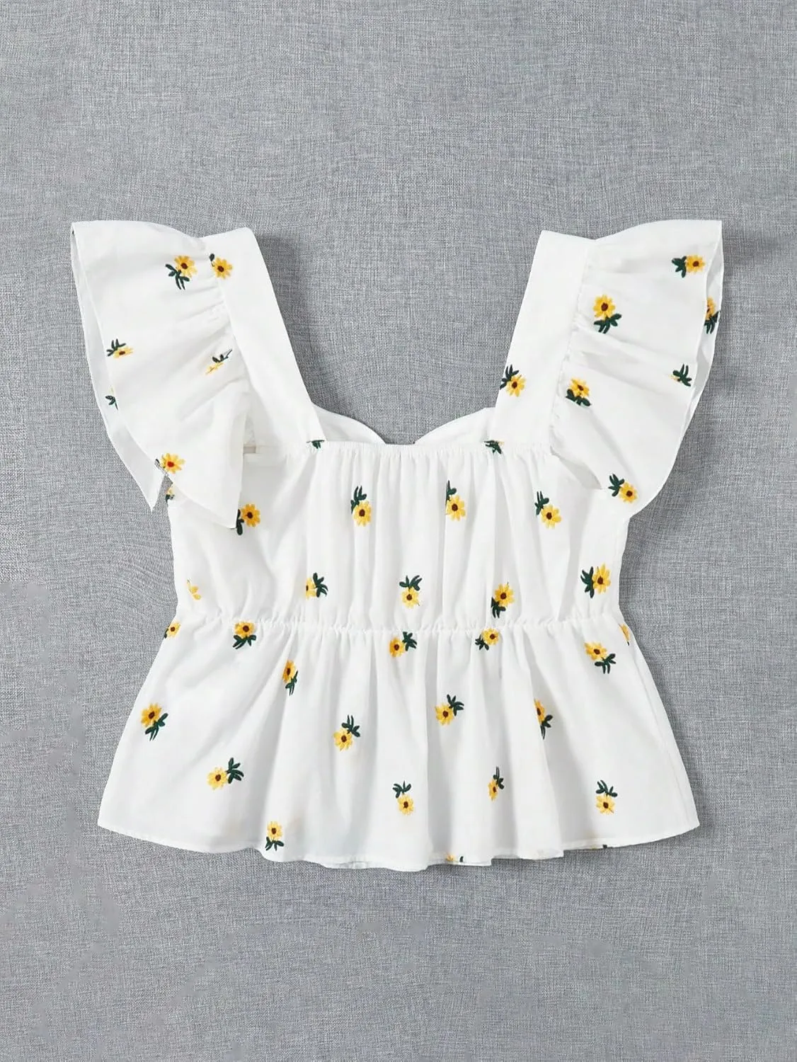 SweatyRocks Women's Plus Size Floral Print Ruffle Crop Top Sweetheart Neck Peplum Tank Tops