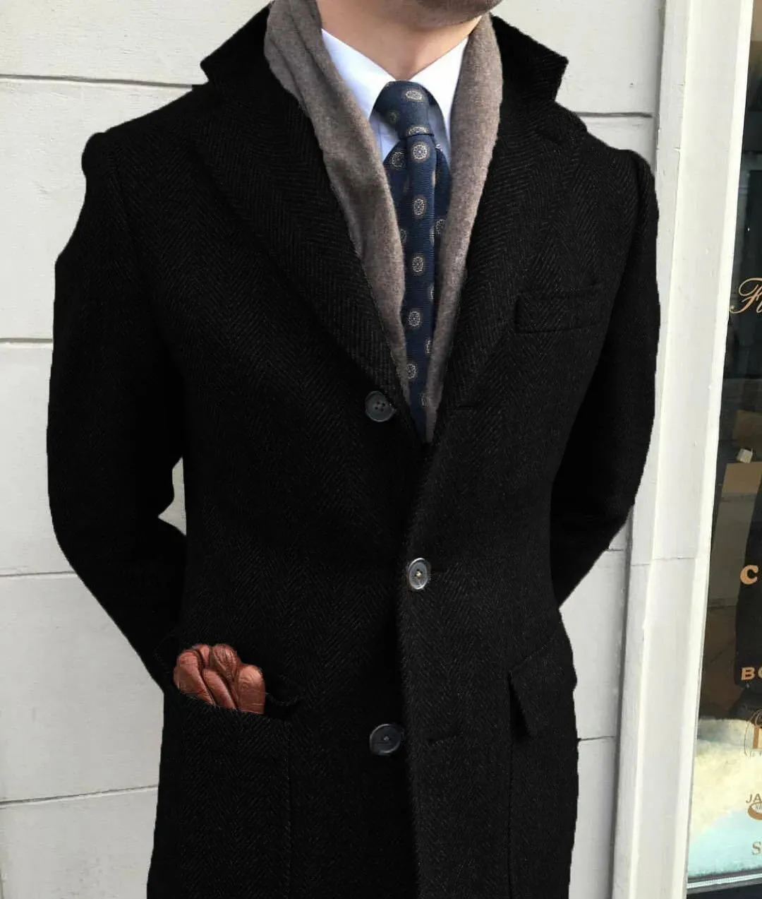TC Classic Tweed Wool Long Coat