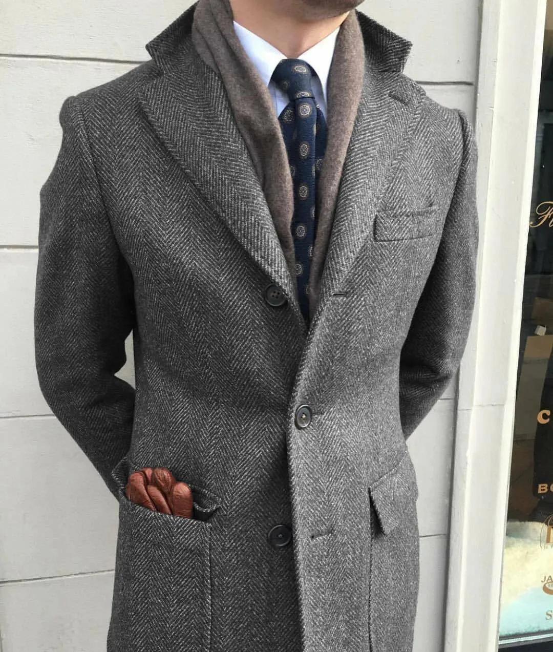 TC Classic Tweed Wool Long Coat