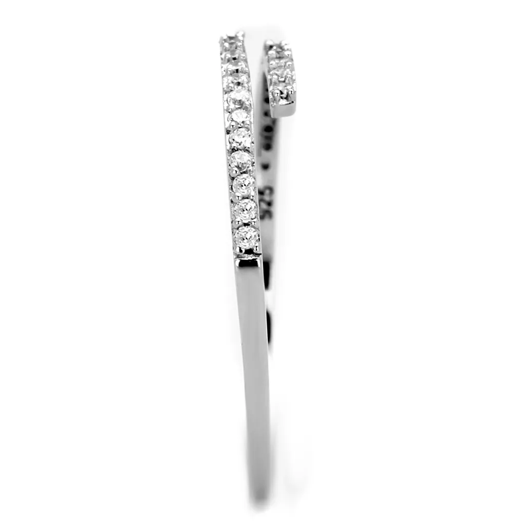 TS204 - 925 Sterling Silver Ring Rhodium Women AAA Grade CZ Clear