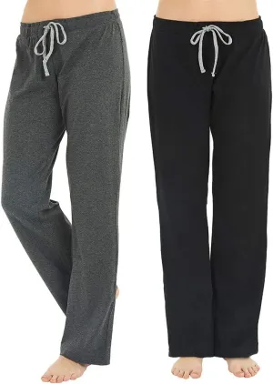 U2SKIIN 2 Pack Pajama Pants for Women Soft, 100% Cotton Comfortable Womens Lounge Lightweight Sleep Pj Bottoms