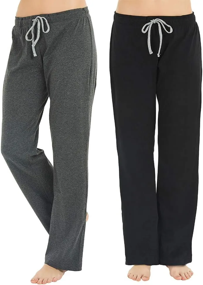 U2SKIIN 2 Pack Pajama Pants for Women Soft, 100% Cotton Comfortable Womens Lounge Lightweight Sleep Pj Bottoms