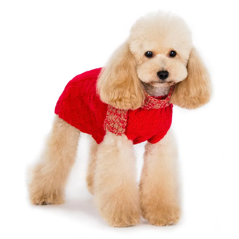 URBAN SCARF RED CABLE DOG SWEATER