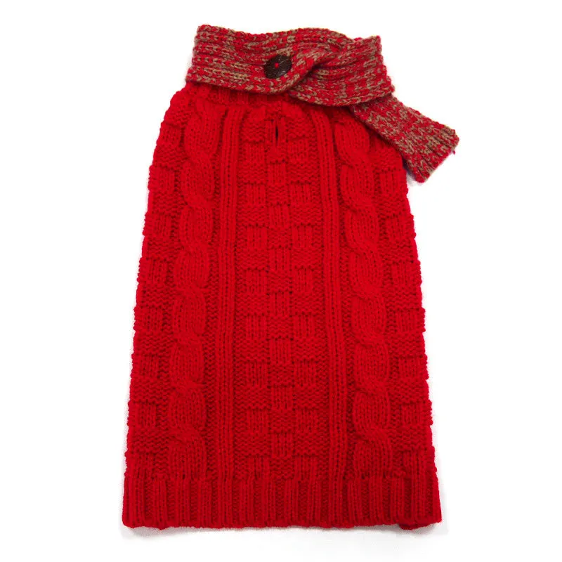 URBAN SCARF RED CABLE DOG SWEATER