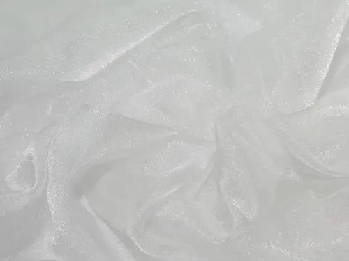 White 60"Wide 100% Polyester Soft Light Weight, Sheer Crystal Organza Fabric Sold By The Yard.
