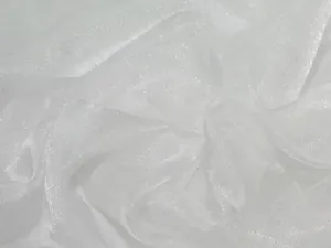 White 60"Wide 100% Polyester Soft Light Weight, Sheer Crystal Organza Fabric Sold By The Yard.