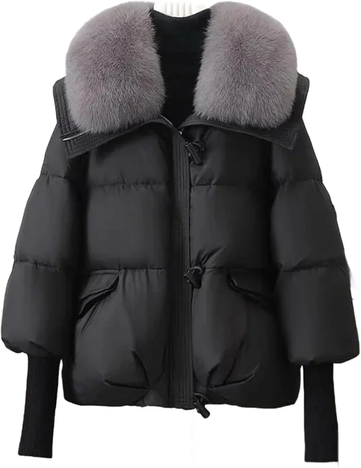 Winter Down Jacket Women Parkas Short Cotton Padded Jackets Loose Cotton Coat Female Big Wool Collar Outwear Thick Tops