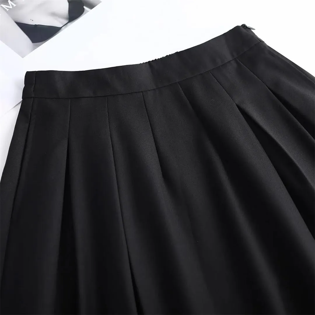 Women Elegant Midi Skirts High Waist Casual A Line Umbrella Long Skirt with Slit