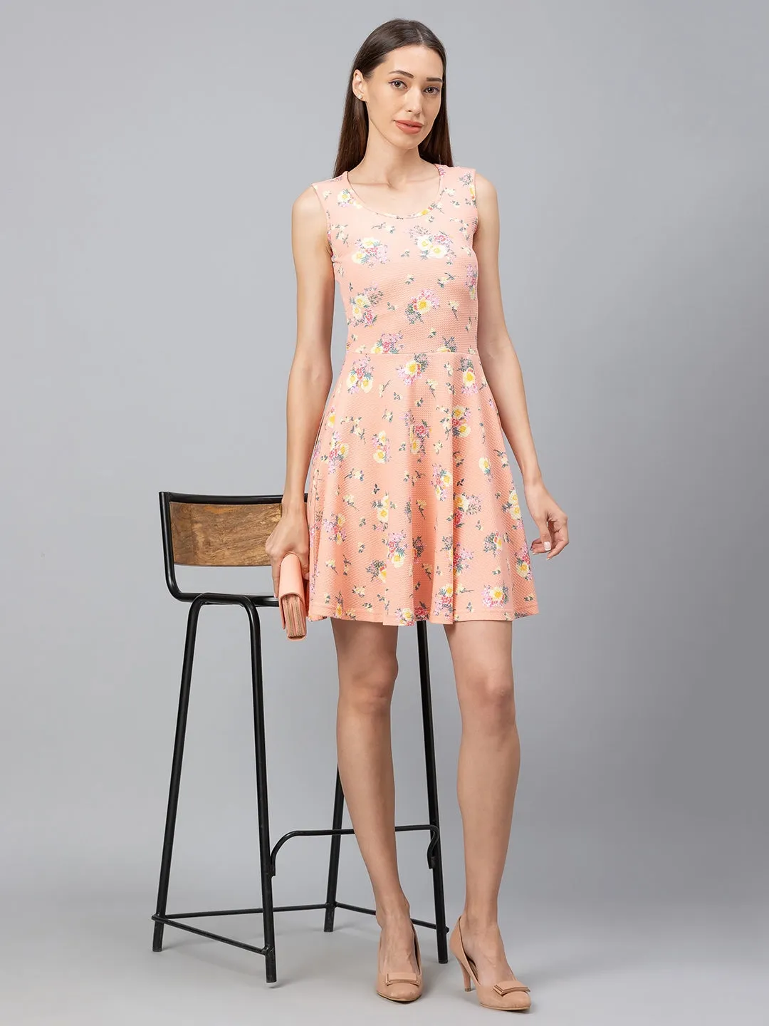 Women Peach Printed Dresses
