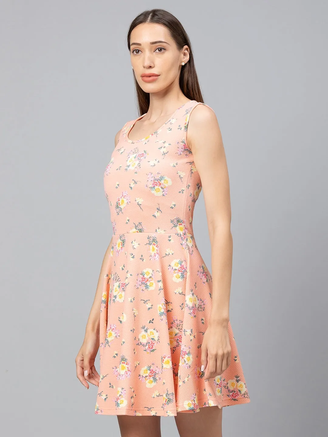 Women Peach Printed Dresses