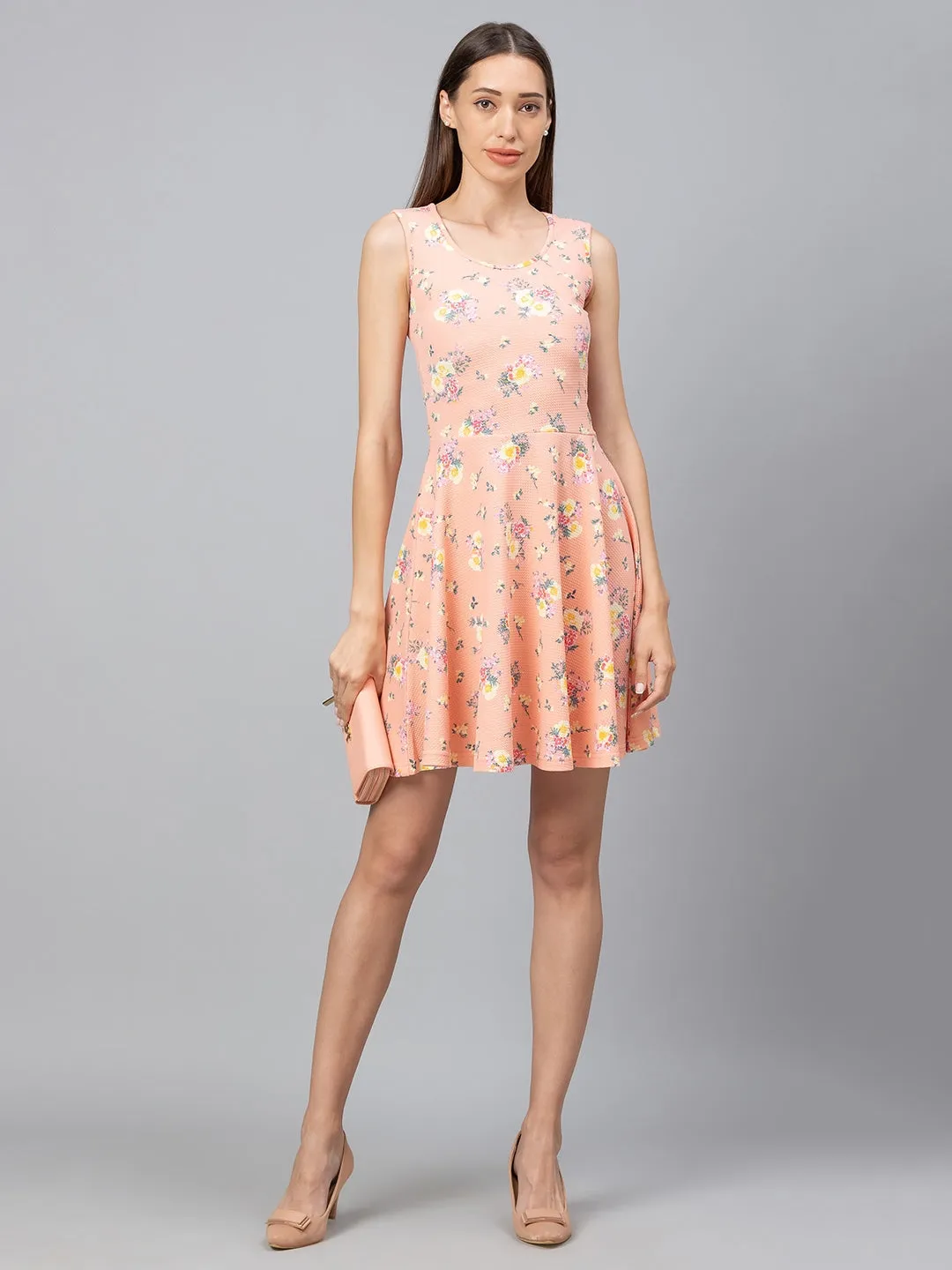 Women Peach Printed Dresses