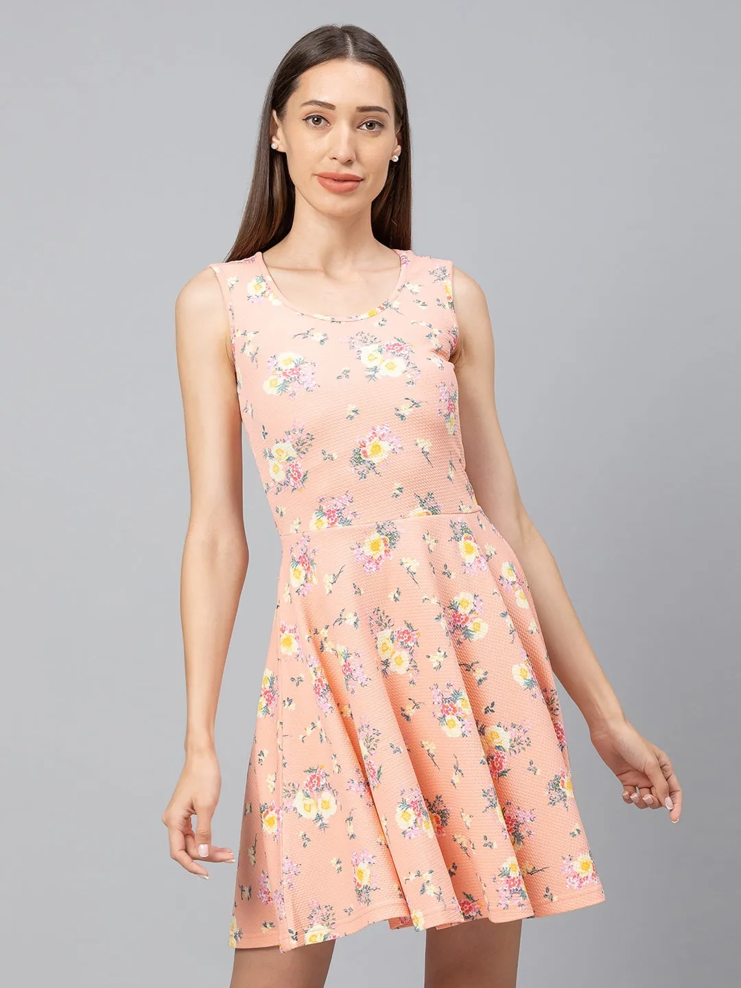 Women Peach Printed Dresses
